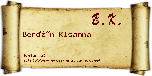 Berán Kisanna névjegykártya